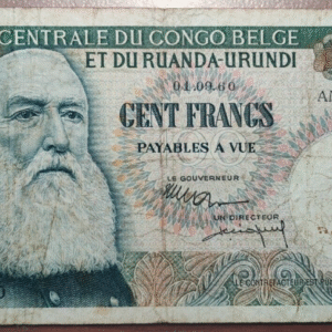 CONGO BELGA BELGIAN CONGO RUANDA URUNDI 100 FRANCS 01/09/1960 P-33b