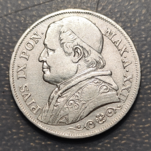 ESTADOS PAPALES VATICANO PIO IX 2 LIRAS 2 LIRE 1867