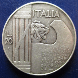 ITALIA REINO VITTORIO EMANUELE III 20 LIRE 1928 "ELMETTO" - " CASCO"  MBC-