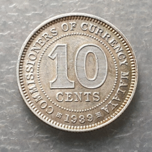 MALASIA MALAYSIA MALAYA GEORGE VI 10 CENTS 1939 PLATA EBC