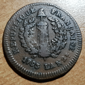 FRANCIA FRANCE 1 REPUBLICA ASEDIO MAGUNCIA MAYENCE MAINZ 2 SOLS 1793 MBC ESCASA