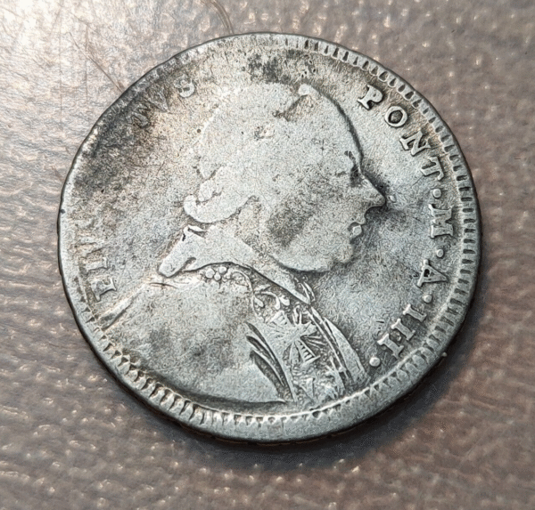 ESTADOS PAPALES VATICANO PIO VI 1/5 DE SCUDO 1777 DOBLE GIULIO BC/BC+