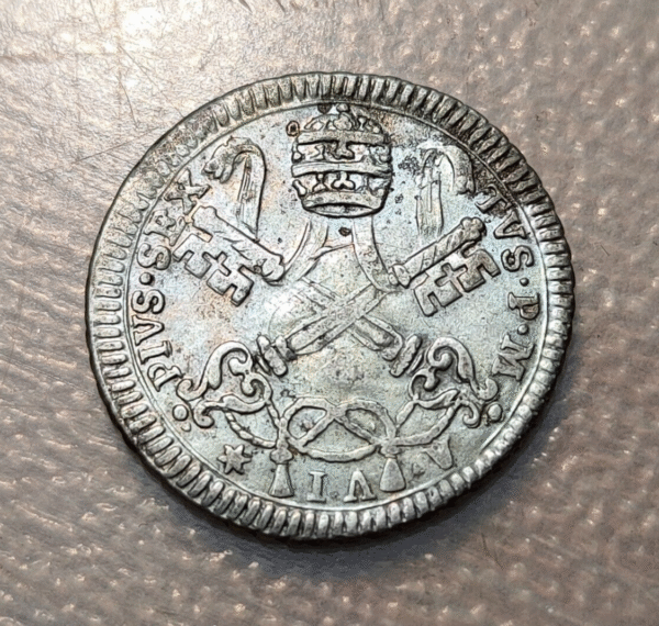 ESTADOS PAPALES VATICANO PIO VI 1 CARLINO ROMANO 1780 EBC/EBC+