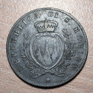 SAN MARINO 5 CENTESIMI 1864 M MBC+