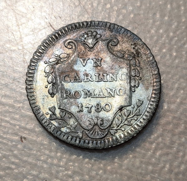 ESTADOS PAPALES VATICANO PIO VI 1 CARLINO ROMANO 1780 EBC/EBC+ - Imagen 2