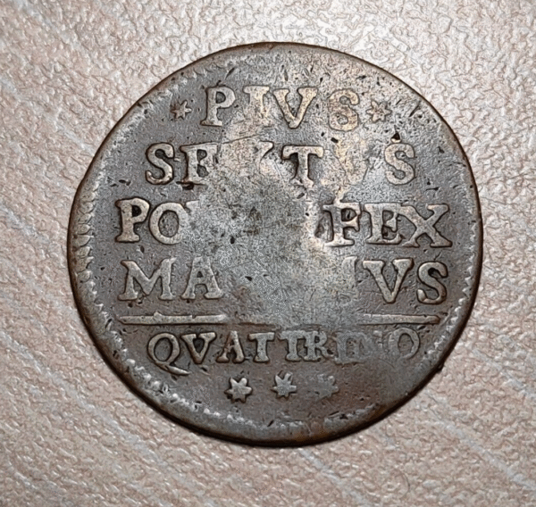 ESTADOS PAPALES VATICANO PIO VI BOLONIA BOLOGNA QUATTRINO 1796 - Imagen 2