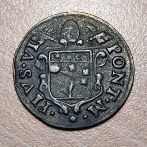 ESTADOS PAPALES VATICANO PIO VI BOLONIA BOLOGNA QUATTRINO 1784 MBC