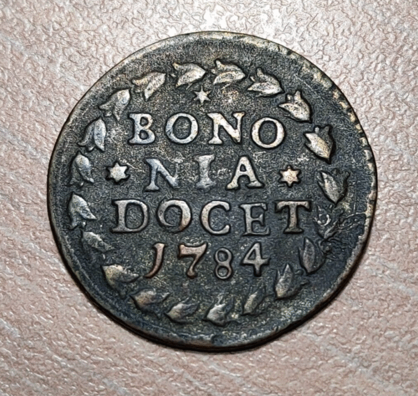 ESTADOS PAPALES VATICANO PIO VI BOLONIA BOLOGNA QUATTRINO 1784 MBC - Imagen 2