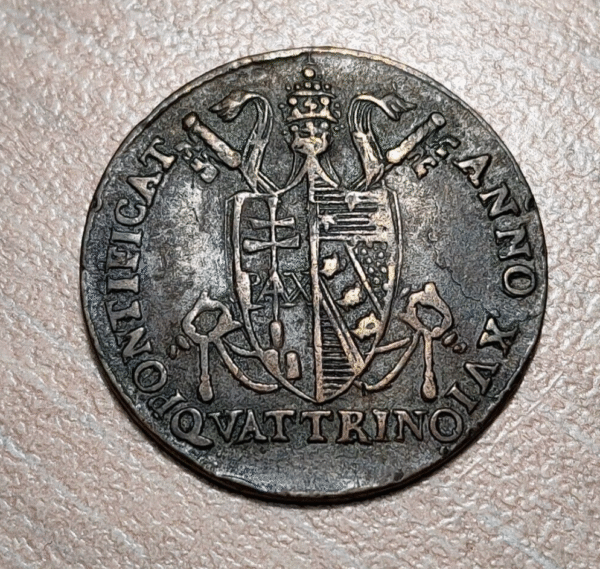 ESTADOS PAPALES VATICANO PIO VII QUATTRINO 1816 B BOLONIA BOLOGNA MBC 2,38g