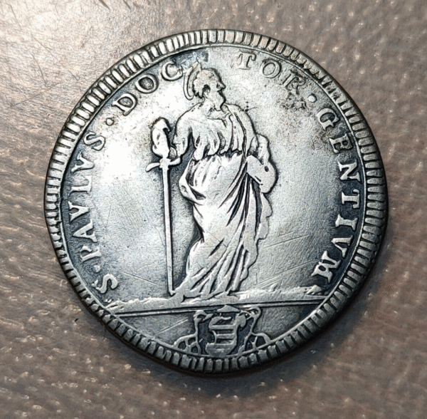 ESTADOS PAPALES VATICANO CLEMENTE XI (1700-1721) GIULIO ANNO XIV AGUJERO TAPADO