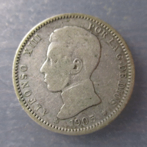ESPAÑA ALFONSO XIII 1 PESETA 1905 ESCASA