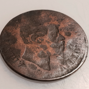 ITALIA VITTORIO EMANUELE II 2 CENTESIMI ERROR ACUÑACION EN NEGATIVO - INCUSA