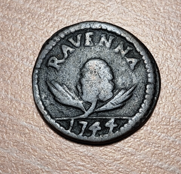 ESTADOS PAPALES VATICANO BENEDICTO XIV RAVENNA QUATTRINO 1744 RARA