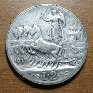 ITALIA REINO VITTORIO EMANUELE III 2 LIRE 2 LIRAS 1912 MBC-