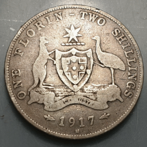 AUSTRALIA GEORGE V 1 FLORIN - 2 SHILLINGS 1917 M BC/BC+