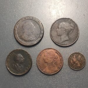 GREAT BRITAIN GRAN BRETAÑA GEORGE III + VICTORIA LOTE 5 MONEDAS