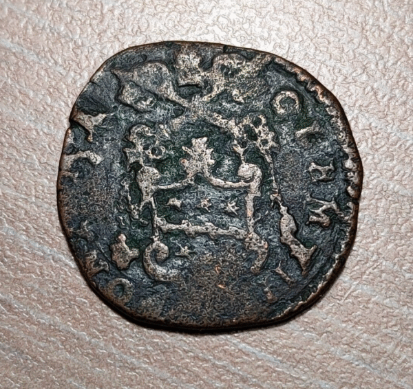 ESTADOS PAPALES VATICANO CLEMENTE VIII QUATTRINO DEL JUBILEO 1600 PUERTA SANTA - Imagen 2