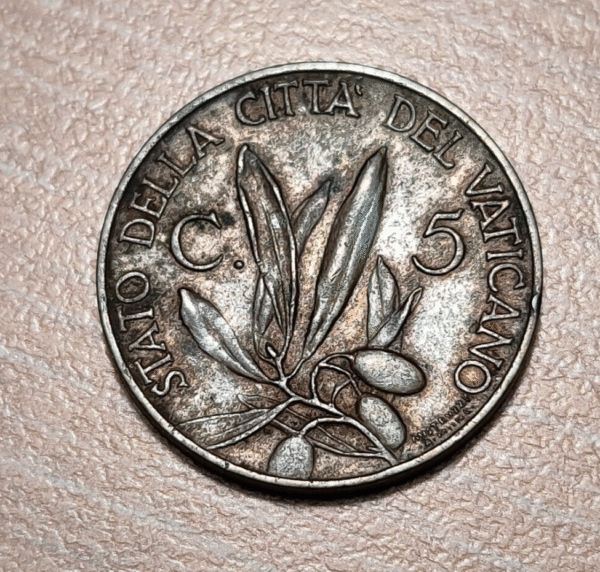 VATICANO PIO XI 5 CENTESIMI 1935 MBC+ ESCASA - Imagen 2