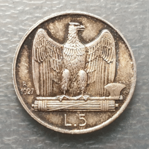 ITALIA REINO VITTORIO EMANUELE III 5 LIRE 5 LIRAS 1927 1 ROSETA SC- PATINA BONIT
