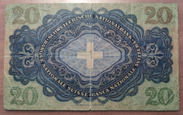 SUIZA SWITZERLAND 20 FRANCOS 20 FRANCS 20/01/1949 P 39b MBC- - Imagen 2