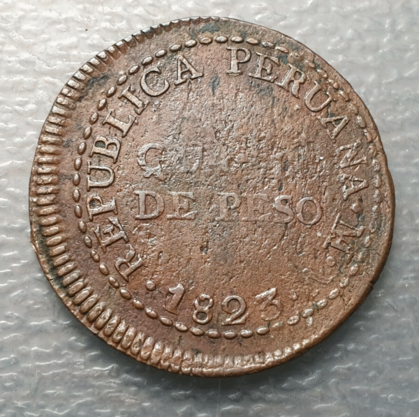 PERU 1/4 PESO 1823 MBC- - Imagen 2