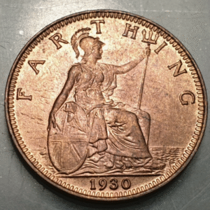 GRAN BRETAÑA GREAT BRITAIN INGLATERRA GEORGE V 1 FARTHING 1930 SC BRILLO ORIGIN