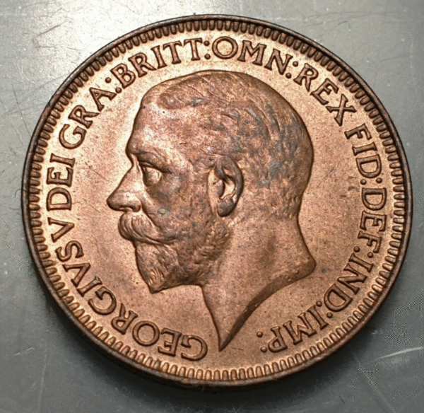 GRAN BRETAÑA GREAT BRITAIN INGLATERRA GEORGE V 1 FARTHING 1930 SC BRILLO ORIGIN - Imagen 2