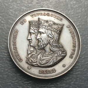 FRANCIA FRANCE LYON MEDALLA 1845 REY FRANCO CHILDEBERT ET VLTROGHOTE 34mm PLATA