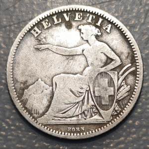 SUIZA SWITZERLAND 1 FRANC 1 FRANCO 1861 B BC+