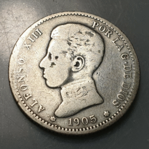 ESPAÑA SPAIN ALFONSO XIII 1 PESETA 1905 BC FECHA ESCASA
