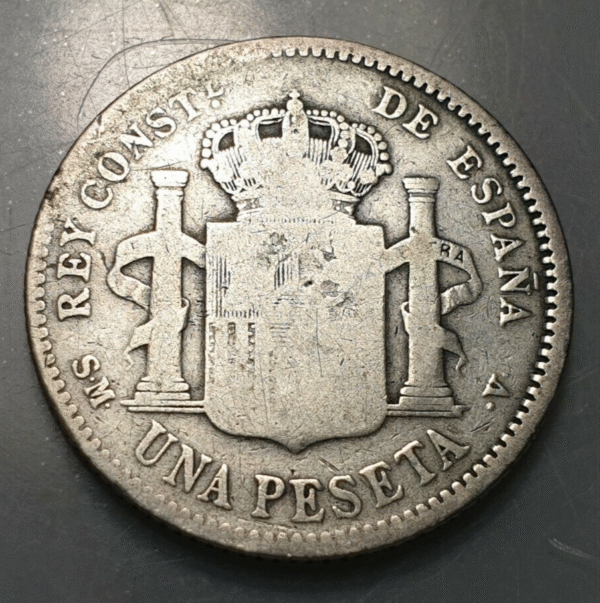 ESPAÑA SPAIN ALFONSO XIII 1 PESETA 1905 BC FECHA ESCASA - Imagen 2