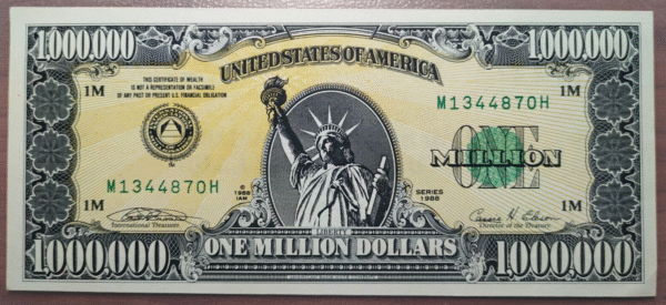 USA ESTADOS UNIDOS EEUU 1 MILLION DOLLARS FANTASY BANKNOTE BILLETE FANTASIA