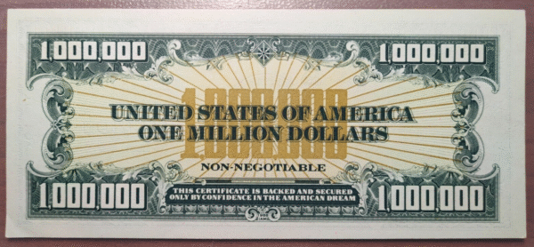 USA ESTADOS UNIDOS EEUU 1 MILLION DOLLARS FANTASY BANKNOTE BILLETE FANTASIA - Imagen 2