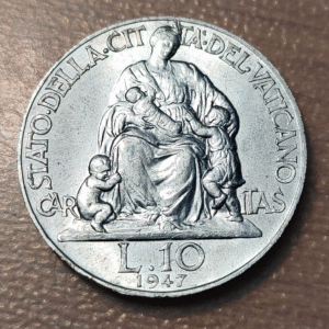 VATICANO PIO XII 10 LIRAS 10 LIRE 1947 SC-/SC