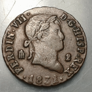 ESPAÑA SPAIN SEGOVIA FERNANDO VII 2 MARAVEDIS 1831 MBC