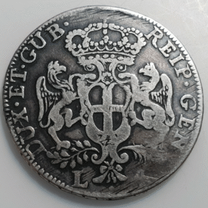 ITALIA GENOVA 4 LIRAS 4 LIRE 1792 BC+ ESCASA