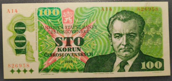 CZECHOSLOVAKIA CHECOSLOVAQUIA 100 KORUN 1989 P97 SC UNC