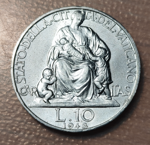 VATICANO PIO XII 10 LIRAS 10 LIRE 1948 SC UNC