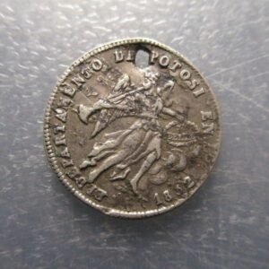 BOLIVIA POTOSI MEDAL 1852 1 SOL SIZE HOLED