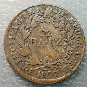 SUIZA SWITZERLAND NEUCHATEL ALEXANDER BERTHIER 1/2 BATZEN 1807 MBC-