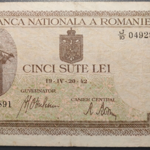RUMANIA ROMANIA 500 LEI (20/04/1942) P51a BC