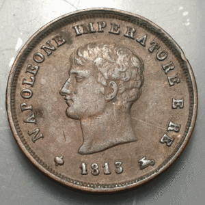 ITALIA REINO DE NAPOLEON BONAPARTE 3 CENTESIMI 1813 M MILAN MBC+/EBC-