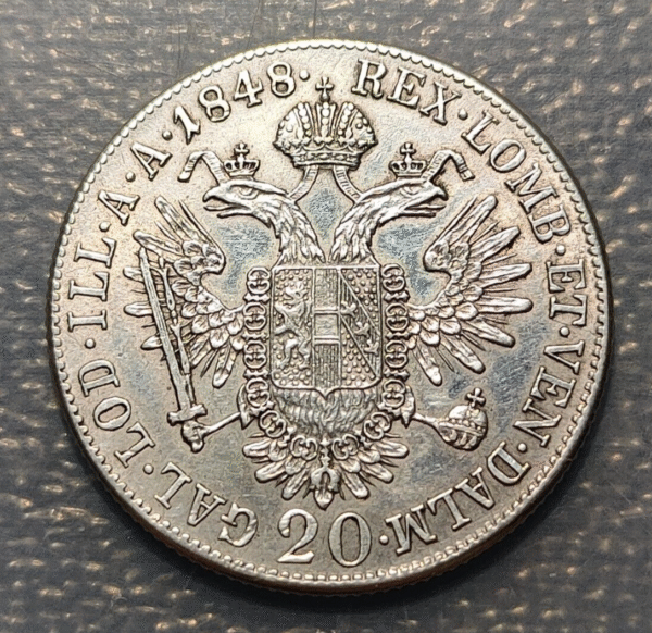 AUSTRIA FERDINAND I 20 KREUZER 1848 A - Imagen 2