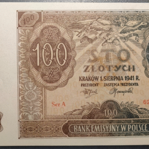 POLONIA POLAND 100 ZLOTYCH 1941 P103 SC-/SC