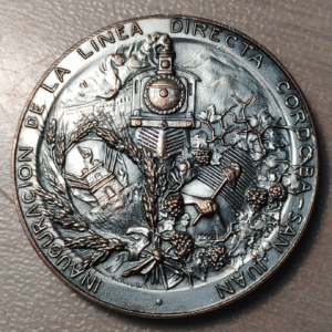 ARGENTINA MEDALLA 1910 INAUGURACION FERROCARRIL CORDOBA SAN JUAN