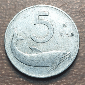 ITALIA REPUBLICA 5 LIRE 5 LIRAS 1956 MBC- FECHA ESCASA
