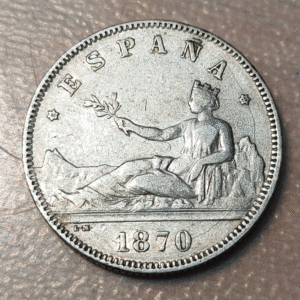 ESPAÑA GOBIERNO PROVISIONAL 2 PESETAS 1870 (18-75) DEM MBC