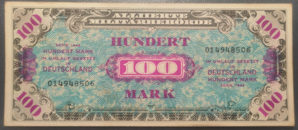 ALEMANIA GERMANY ALLIED OCCUPATION OCUPACION ALIADA 100 MARK 1944 P197a