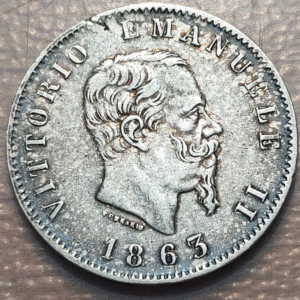ITALIA REINO VITTORIO EMANUELE II 1 LIRE 1 LIRA 1863 T ESCUDO MBC+