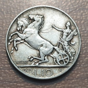 ITALIA REINO VITTORIO EMANUELE III 10 LIRE 10 LIRAS 1929 ** DUE ROSETTE MBC